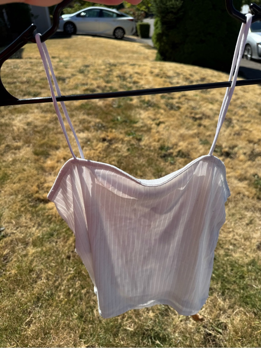 Justify White Ribbed Spaghetti Strap Cami